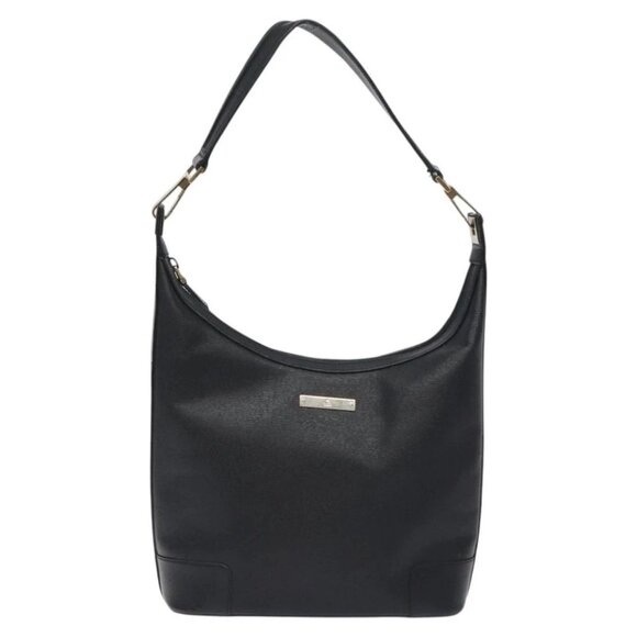 GUCCI Shoulder Bag Leather Black Gold 001 4204 - Picture 1 of 14